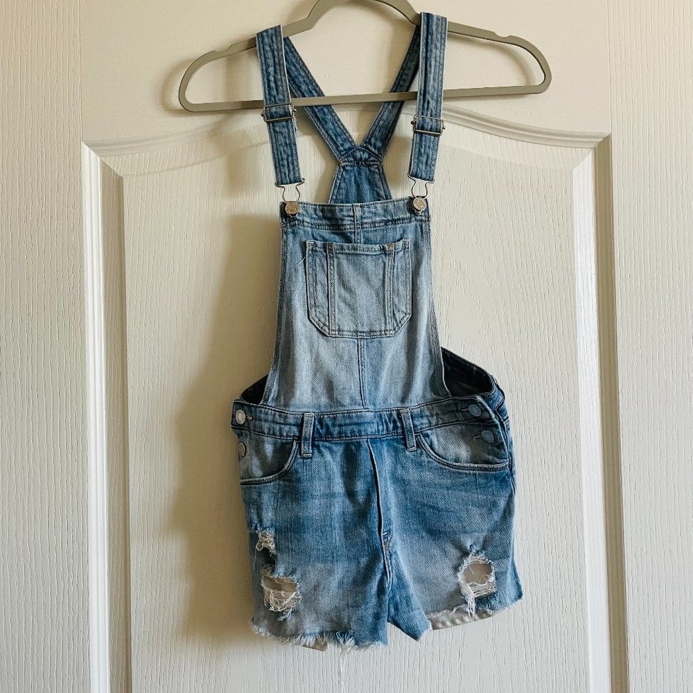 &Denim Girls Distressed Jean Romper Shorts Overall Size 11-12Y